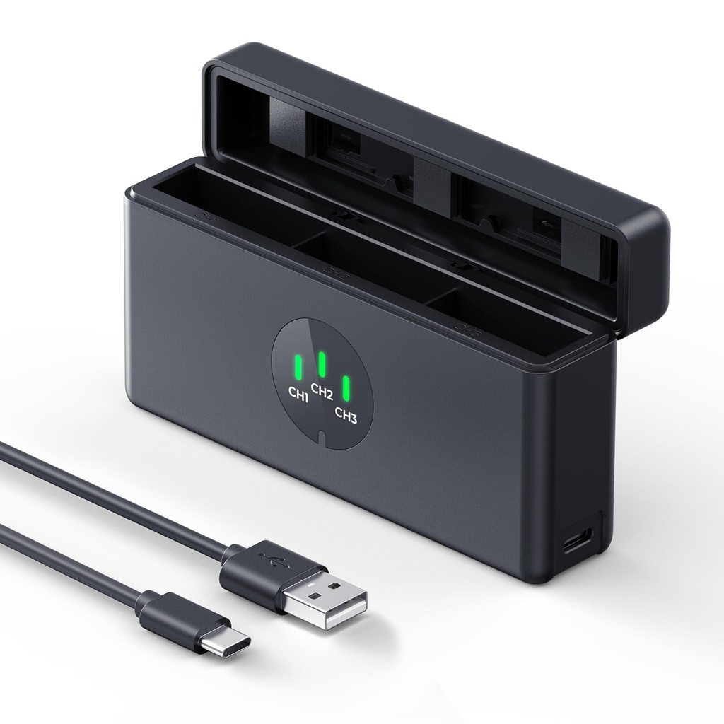 K&F CONCEPT Osmo Action 5 Pro/4/3 Triple Battery Charger Compatible with DJI Osmo 360