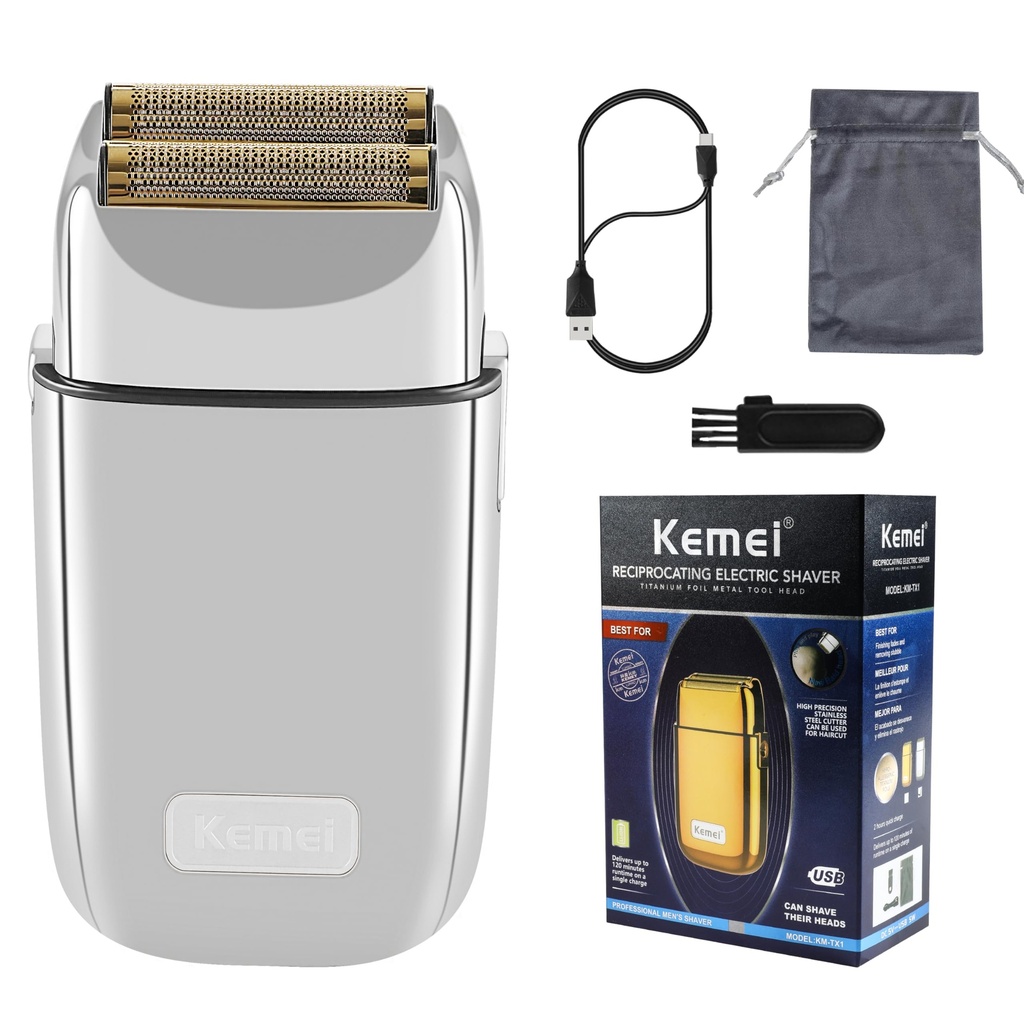 Kemei Cordless Metal Double Foil Shaver Electric Razor for Men Close Electric Shavers