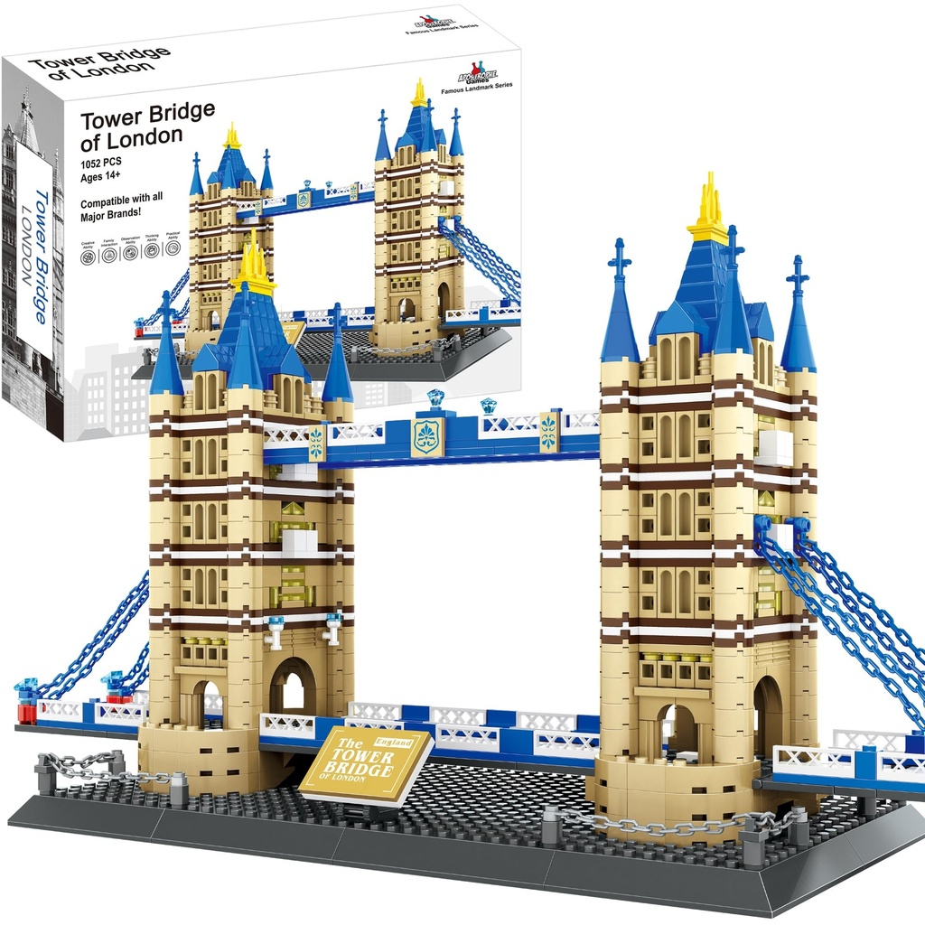 APOSTROPHE Games Tower Bridge Building Block Set (1,052 Pieces) London's Tower Bridge Famous
