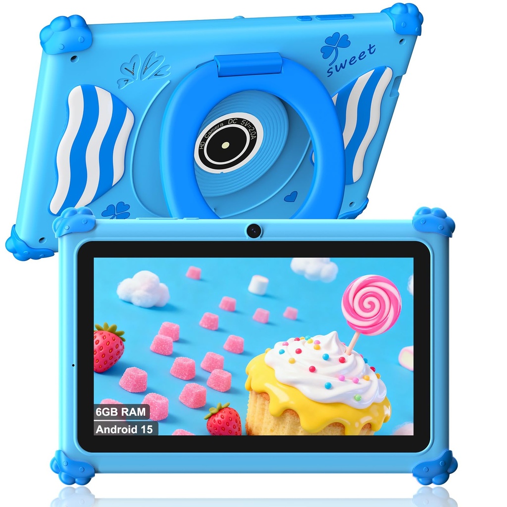 ascrecem Kids Tablets 7 Inch Android 15 Toddler Tablet for Kids with 2.4G+5G WiFi6 Penta 