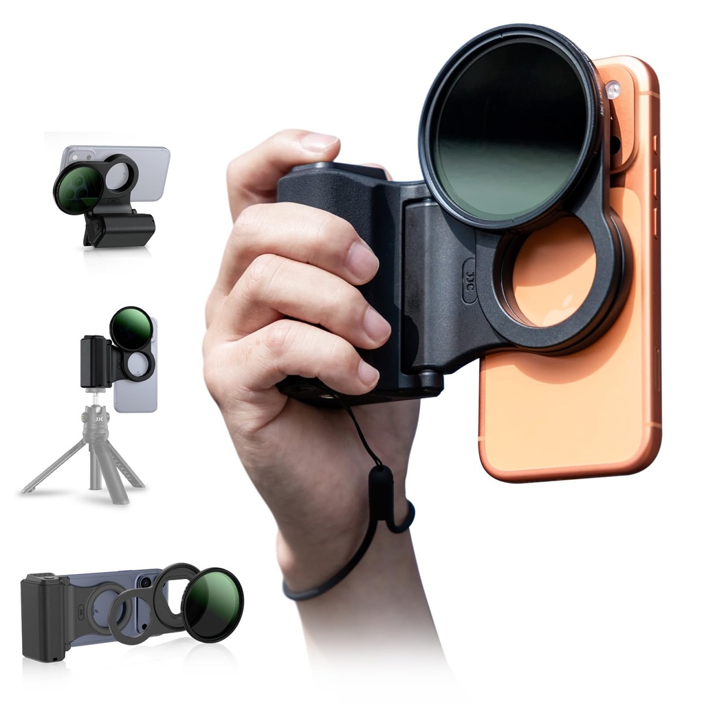 JJC Phone Variable ND2-128 (7 Stop) ND Filter, Magnetic Filter Adapter, Handgirp - 3IN1 Kit