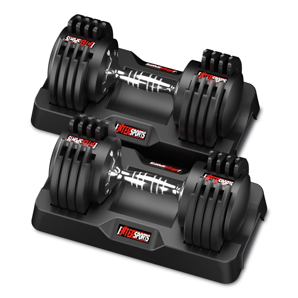 EnterSports 12kgx2 Adjustable Dumbbells Dumbbell Set for Saving Place, Dumbbells Adjustable