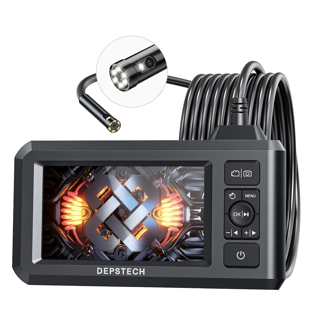DEPSTECH Dual Lens Industrial Endoscope, 1080P Digital Borescope Inspection Camera, 7.9mm 