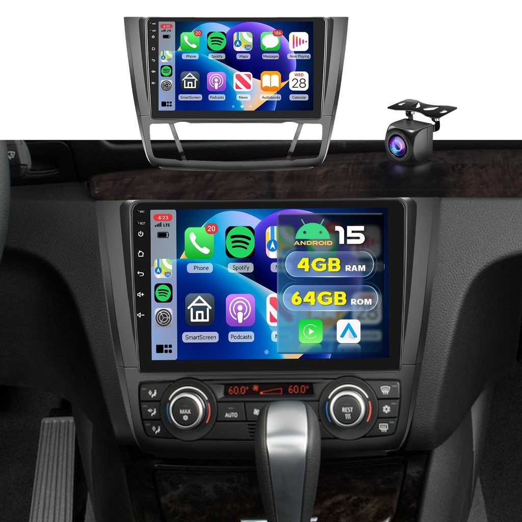 8 Core 4+64G for BMW 1 Series E81 E82 E87 E88 2008-2012 Android 15 Car Stereo 9 Inch 1280 