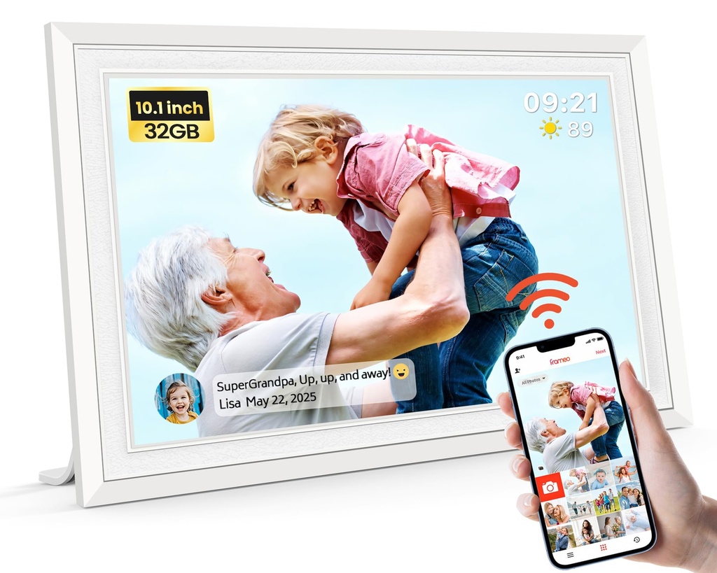 Frameo WiFi Digital Photo Frame 10.1 Inch - 1280x800 HD IPS Touch Screen Picture Frame 