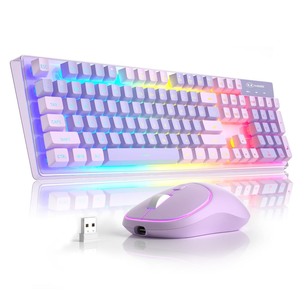 MageGee V550 Wireless Gaming Keyboard and Mouse, 2.4G Full-Sized RGB LED Computer Keyboard