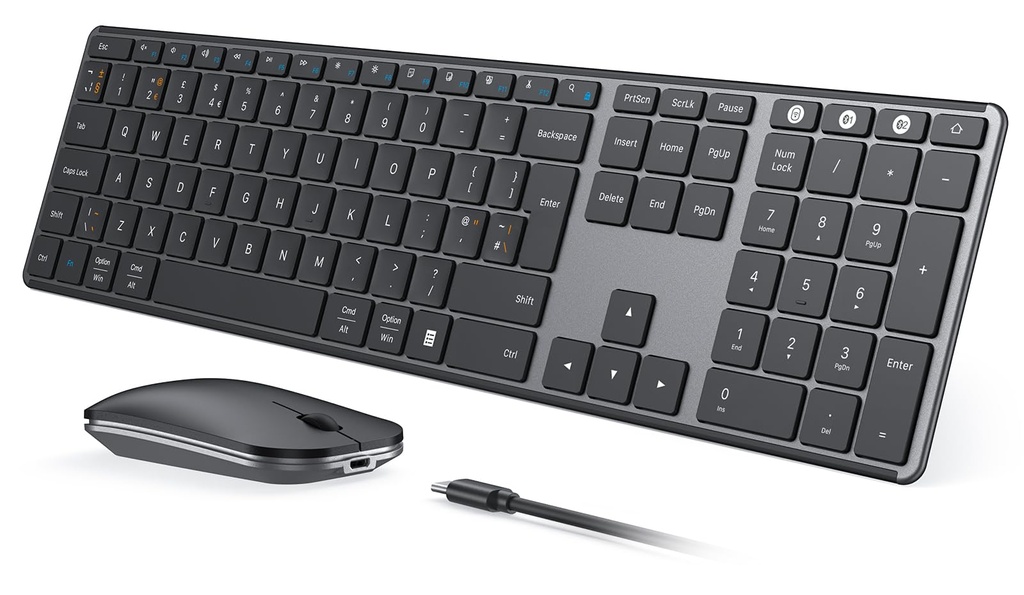 seenda Rechargeable Wireless Bluetooth Keyboard Mouse, SKM64-3 Multi-Device Ultra Slim Wire