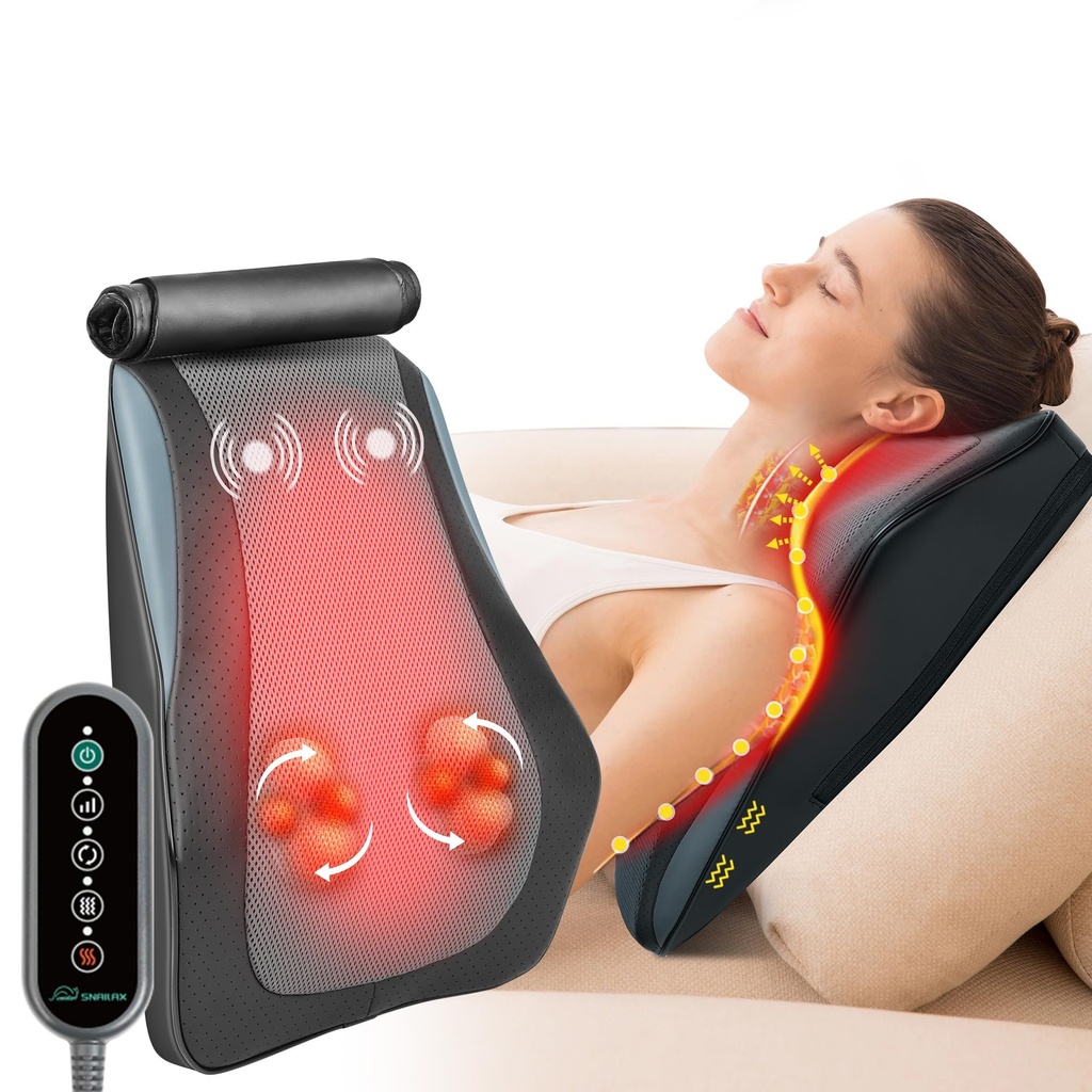 Snailax Shiatsu Lower Back Massager with Heat, Back Neck Massager with Heat, Deep Tissue, 4