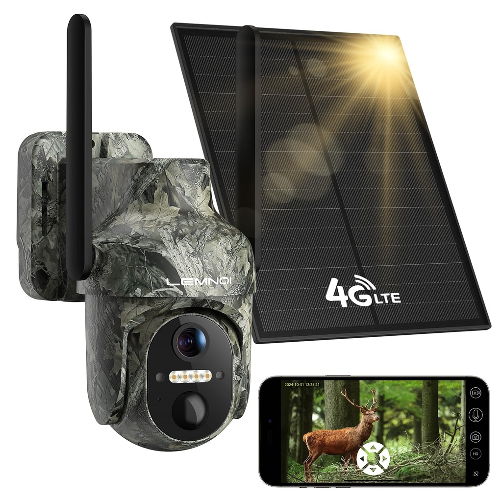 Lemnoi 4G Trail Cameras with Motion Detector, LTE Solar Wildlife Camera with Pre-Installed