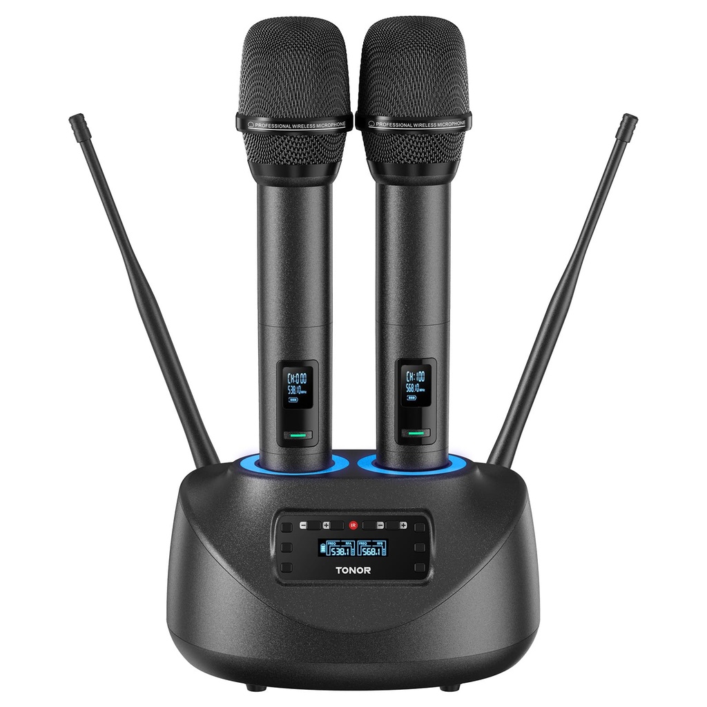 TONOR Wireless Microphones, UHF Wireless Handheld Microphone System, 9h Duration Rechargabl