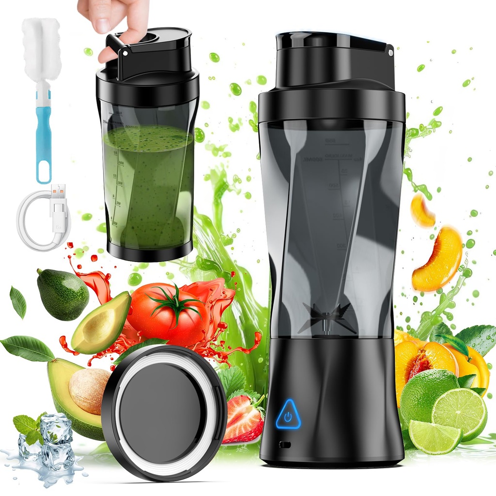 Portable Smoothie Blender 650 ML With 6000mAh Battery, 6 Blades, Food Processor and Travel