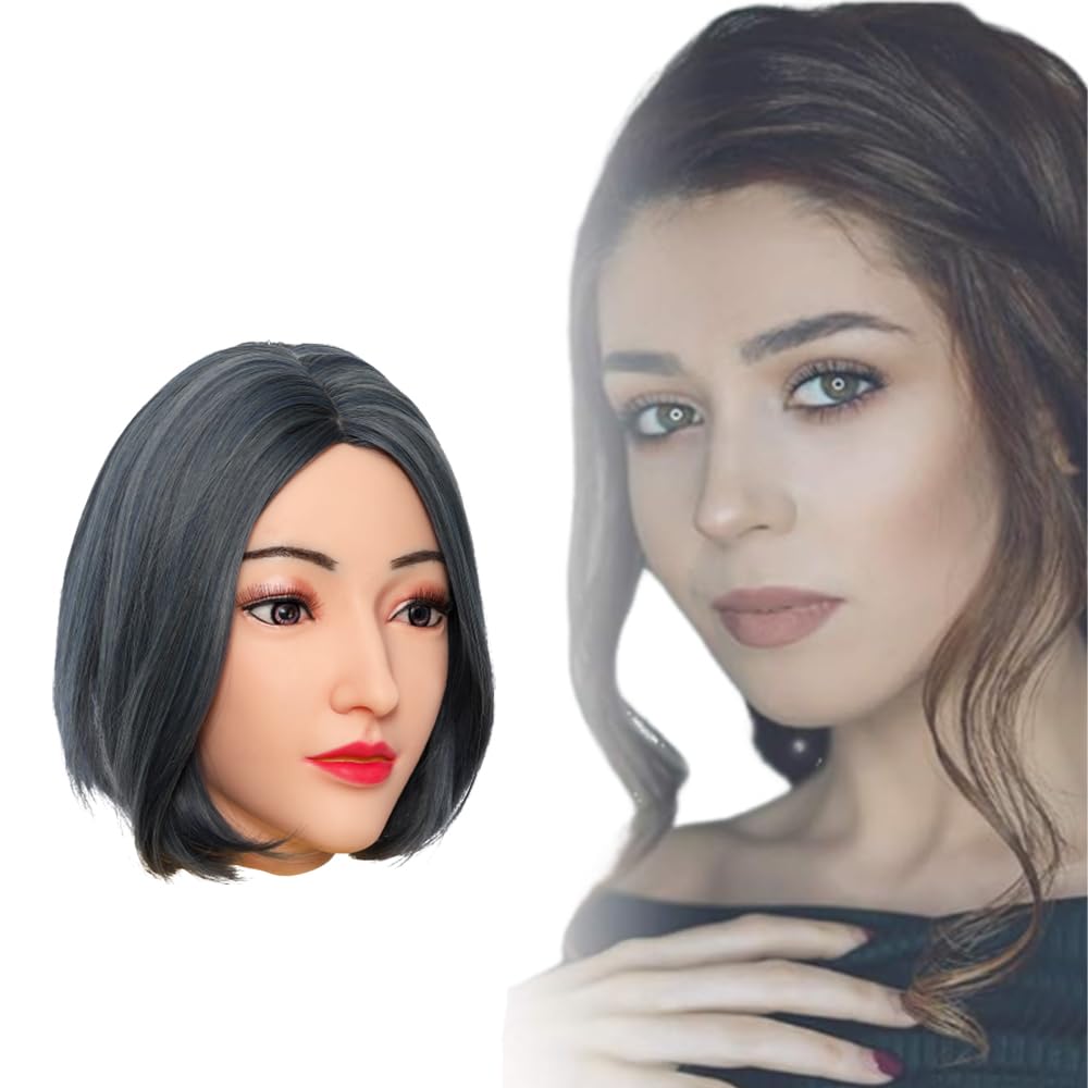 Minaky Silicone Head Mask Alice Face Mask Realistic Soft Silicone Female Mask for Crossdres