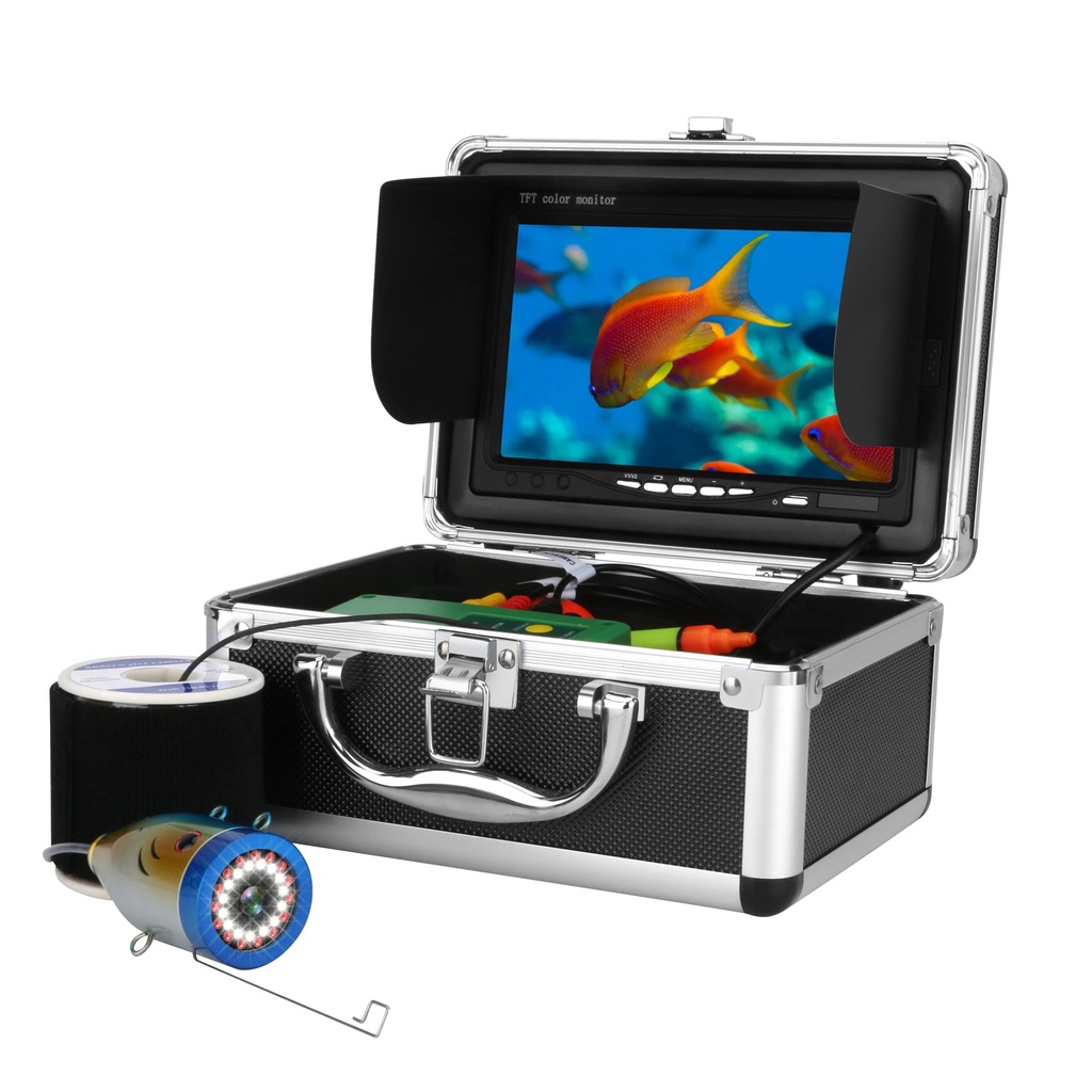 MOUNTAINONE Underwater Fishing Camera with 7 Inch Fish Finder Waterproof Fishing Underwater