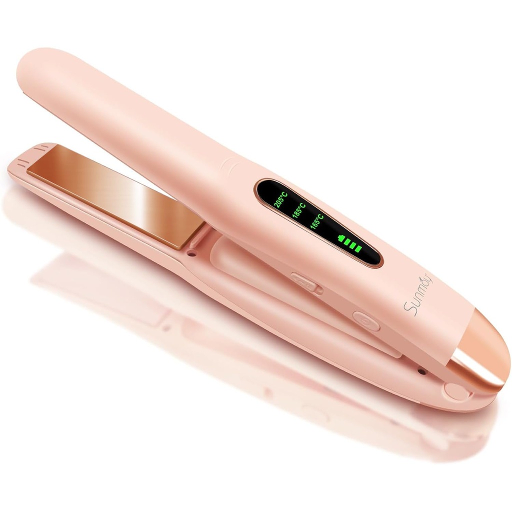 SUNMAY Voga 2 in 1 Cordless Hair Straighteners and Curler, Travel Wireless Portable USB Rec