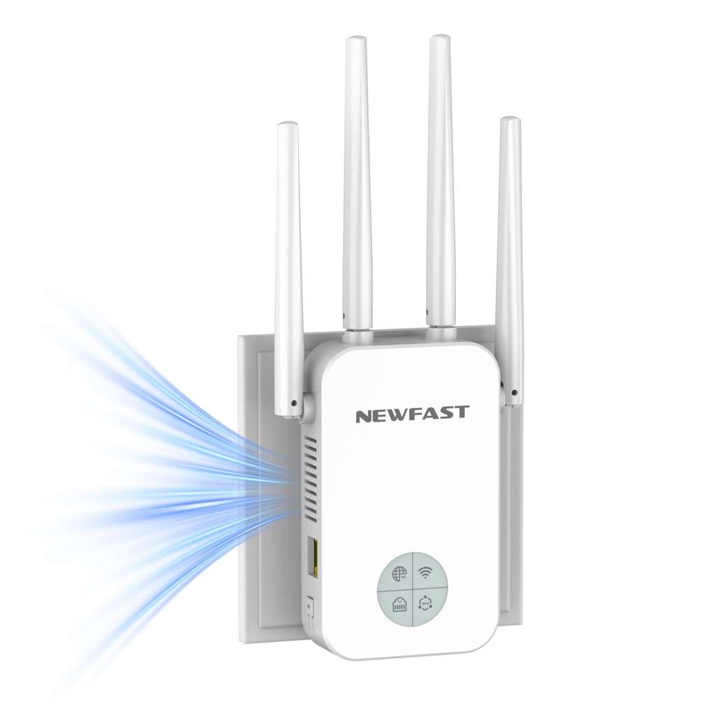 NEWFAST WiFi Range booster 1200Mbps 5GHz&2.4GHz WiFi Booster Range Extender, 4x3dbi High Ga