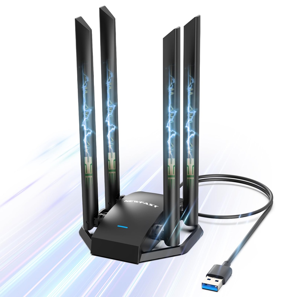 NEWFAST 1300Mbps USB WiFi Adapter for Laptop/PC Dual Band WiFi Dongle for Win 11/10/8/8.1/7