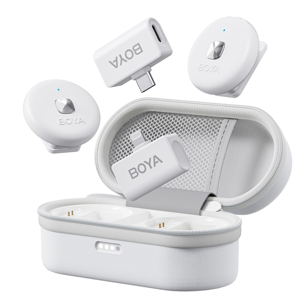 BOYA OMIC Wireless Microphone for iPhone, Android With Lightning, USB-C Plug, Noise Cancell