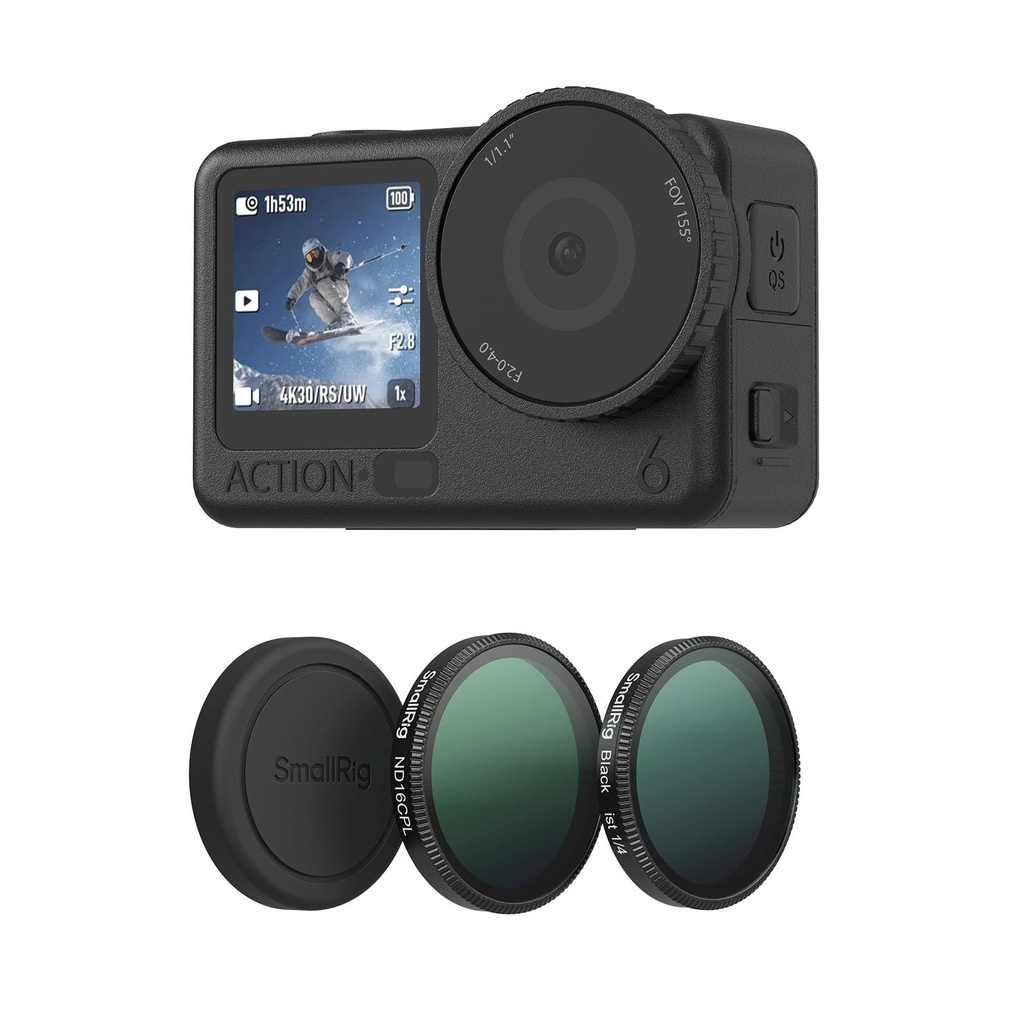 SMALLRIG Filter Kit for DJI Osmo Action 6, ND16/CPL & 1/4 Black Mist Filter Kit with Silico