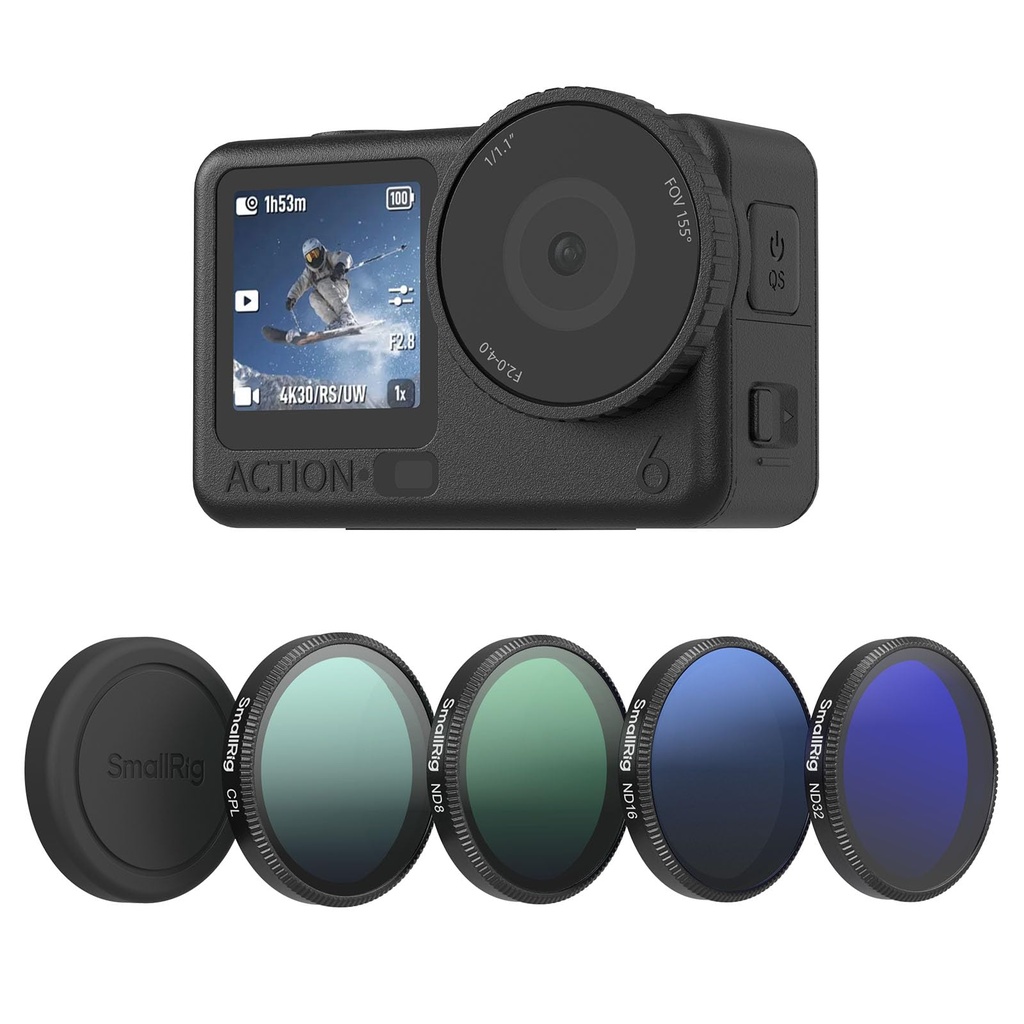 SMALLRIG ND Filter Kit 5 Pack for DJI Osmo Action 6, CPL ND8 ND16 ND32 Snap-On Polarizing N