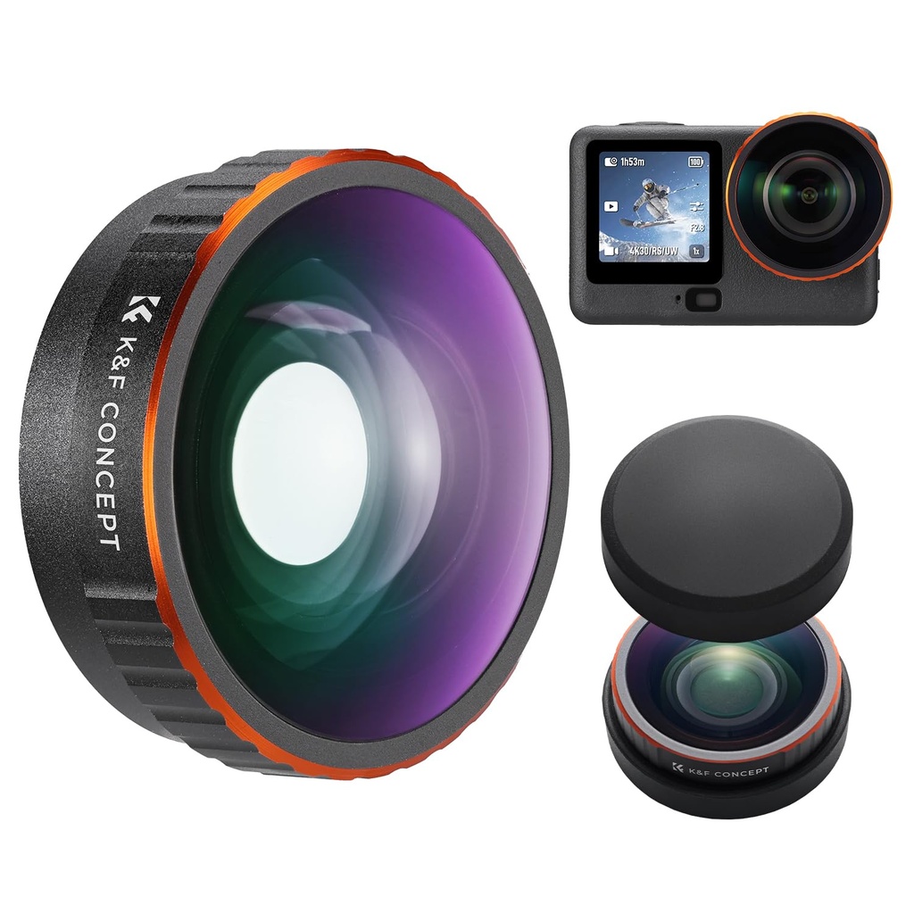 K&F CONCEPT Screw On Wide Angle Lens Compatible with DJI Osmo Action 6 Only, 185?? FOV Boos