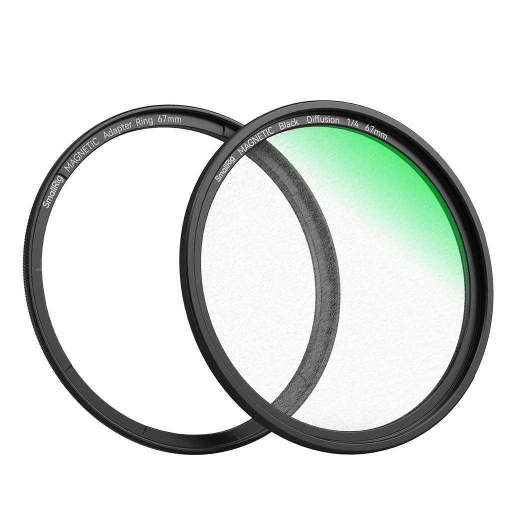 SMALLRIG 67mm Magnetic Black Diffusion 1/4 Mist Filter + 67mm Threaded Filter Ring, HD Opti