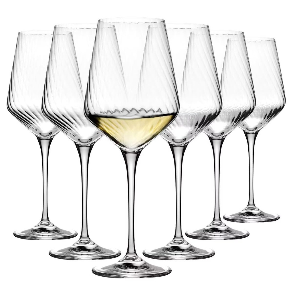 Krosno, White Wine Glasses, Set of 6 x 450 ml, Avant-Garde Lumi Collection