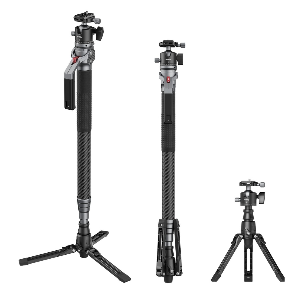 SMALLRIG 166.5cm / 65.6" Carbon Fiber Monopod for Camera, Compact Camera Monopod with Storage