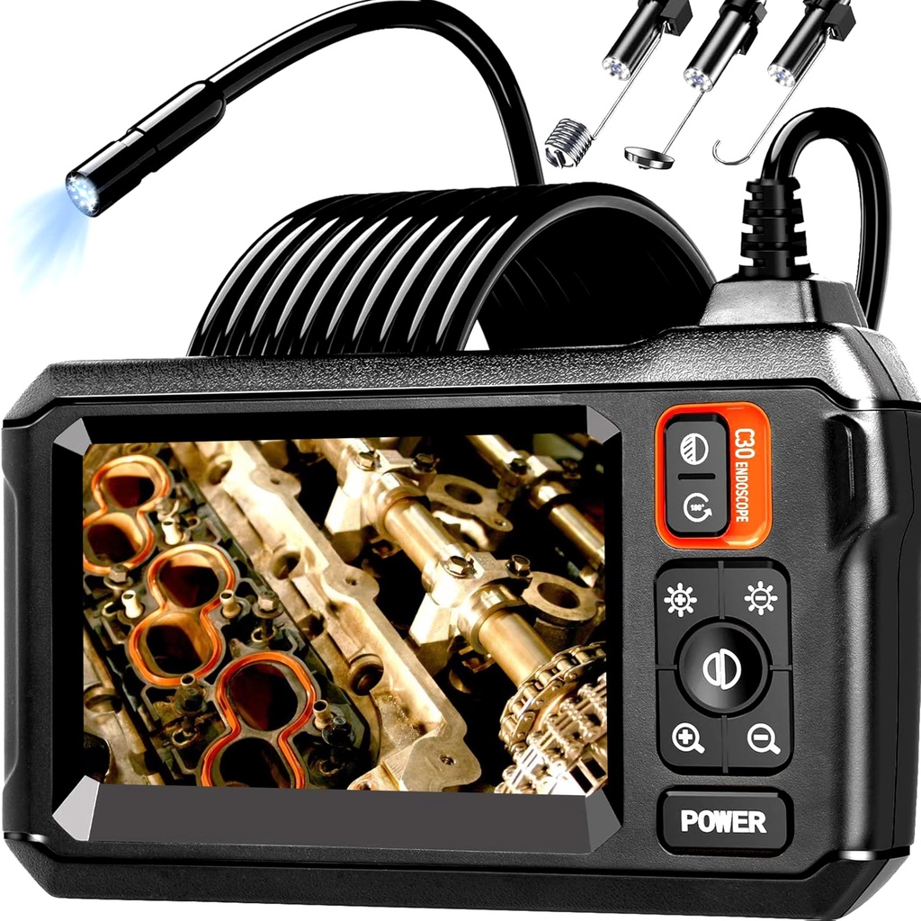 Dual Lens Borescope Endoscope with Light, 1080 HD Inspection Camera, 32G Storage Card, 8mm