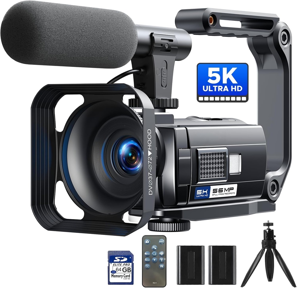 Camcorder Video Camera 5K 56MP Vlogging Camera for YouTube, WiFi, IR Night Vision, 3" 270