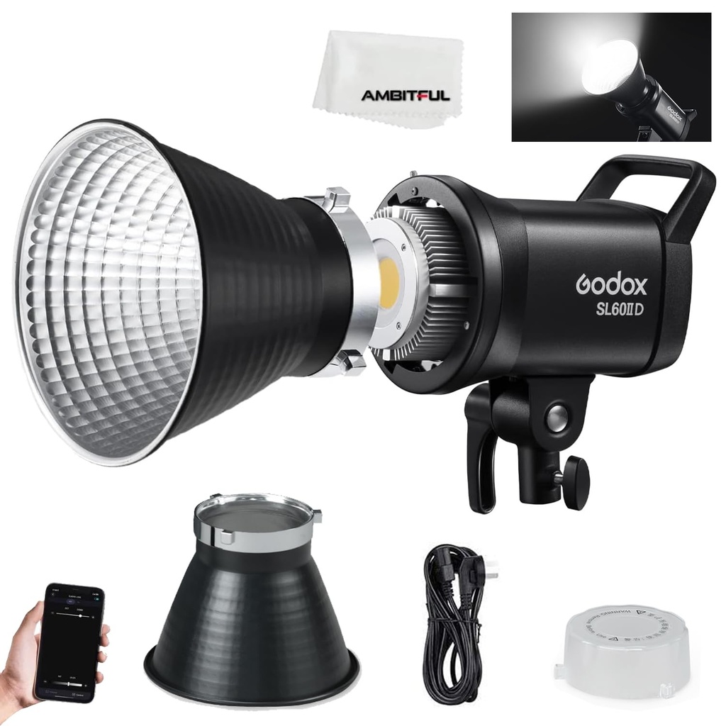 Godox SL60II-D SL-60W Upgraded CRI 96+,TLCI 97+ LED Video Light White Daylight Continuous 