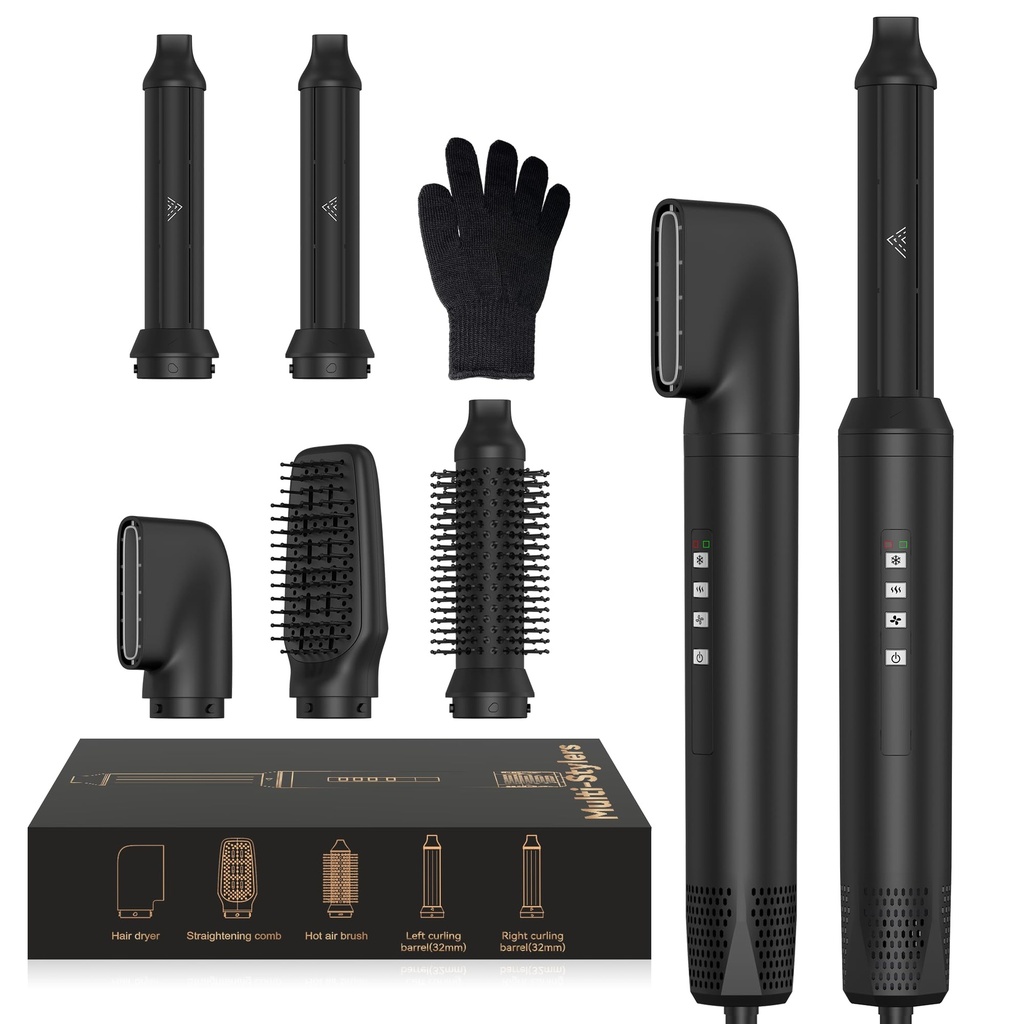 OKWRAP Airbrush Hair Styler, 5 in 1 Hair Styler, Airbrush 5 in 1 Multi Styler with Hot Air B