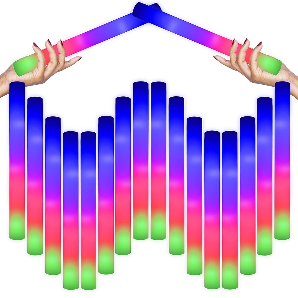 YYYuYong 102PCS Led Foam Glow Sticks,Glow Sticks Bulk,Christmas Party Supplies with 3Modes C