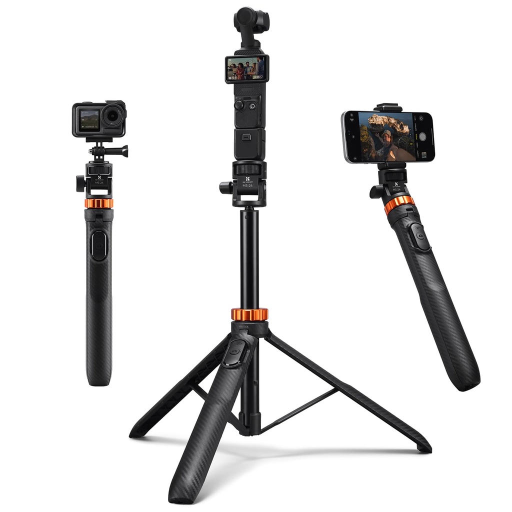 K&F CONCEPT 69''/175cm iPhone Selfie Stick Tripod with Phone Holder, Compatible with iPhone