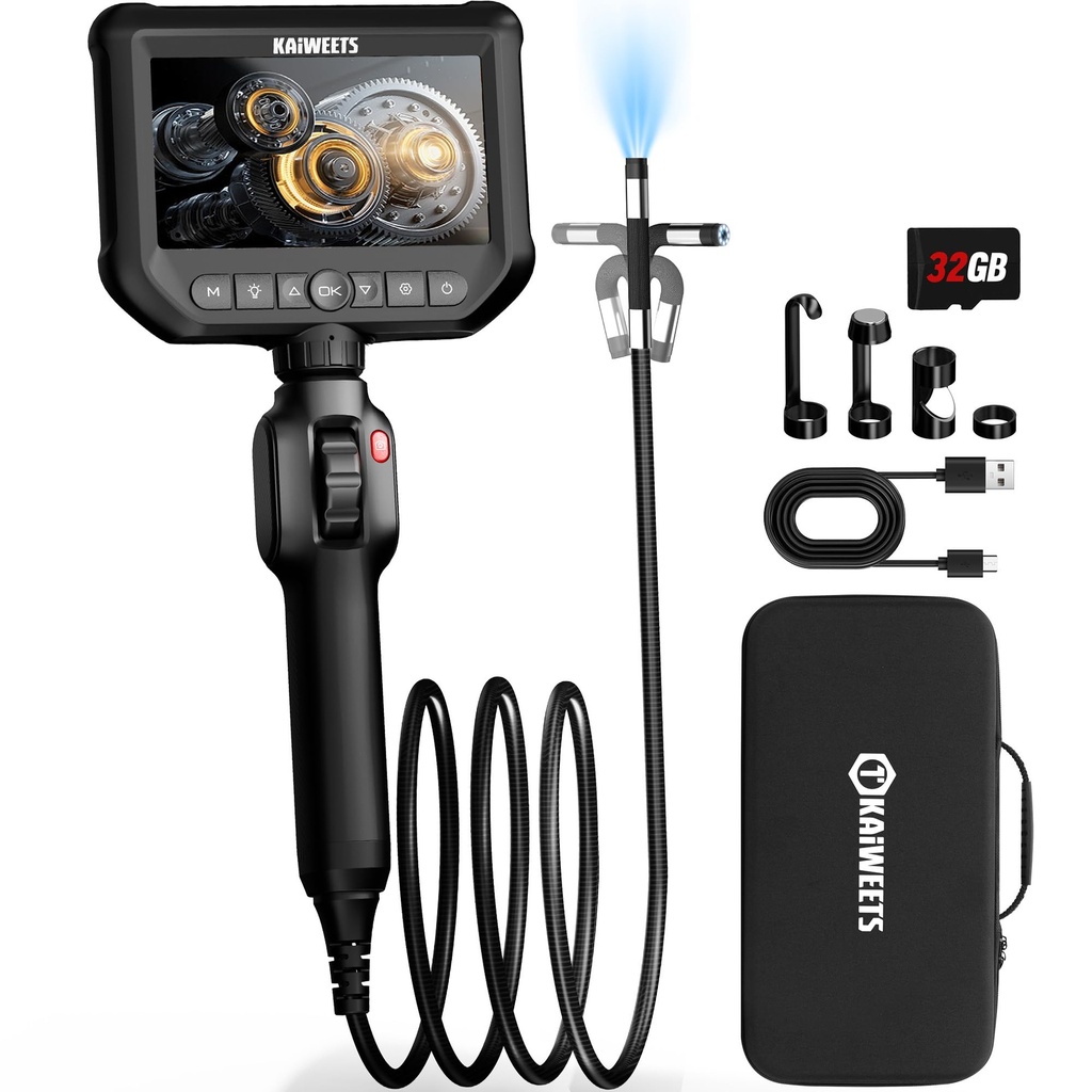 KAIWEETS Endoscope Inspection Camera, 4.3'' IPS 1080P Endoscope with Scroll Wheel Control Tw