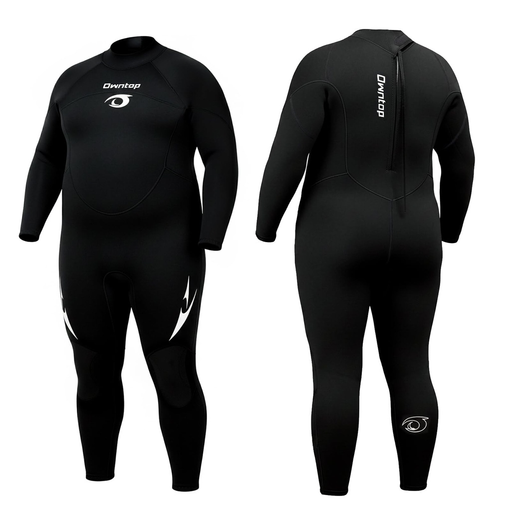 Owntop Plus Size Wetsuit Men Women, 3/2mm Neoprene Back Zip Wetsuit, Full Body Thermal Wet S