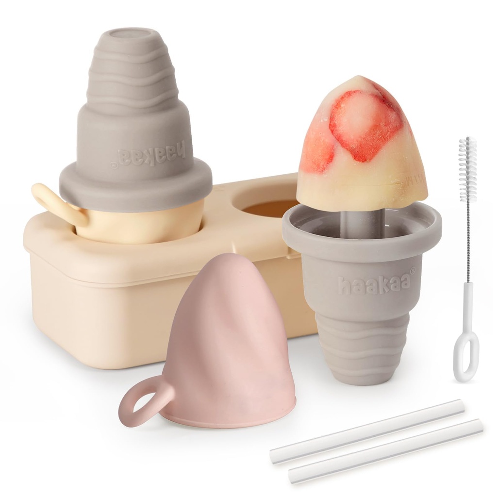 Haakaa Freeze-N-Sip Ice Cream Molds, Mess Free Popsicles Molds Ice Pop Makers, BPA Free Foo