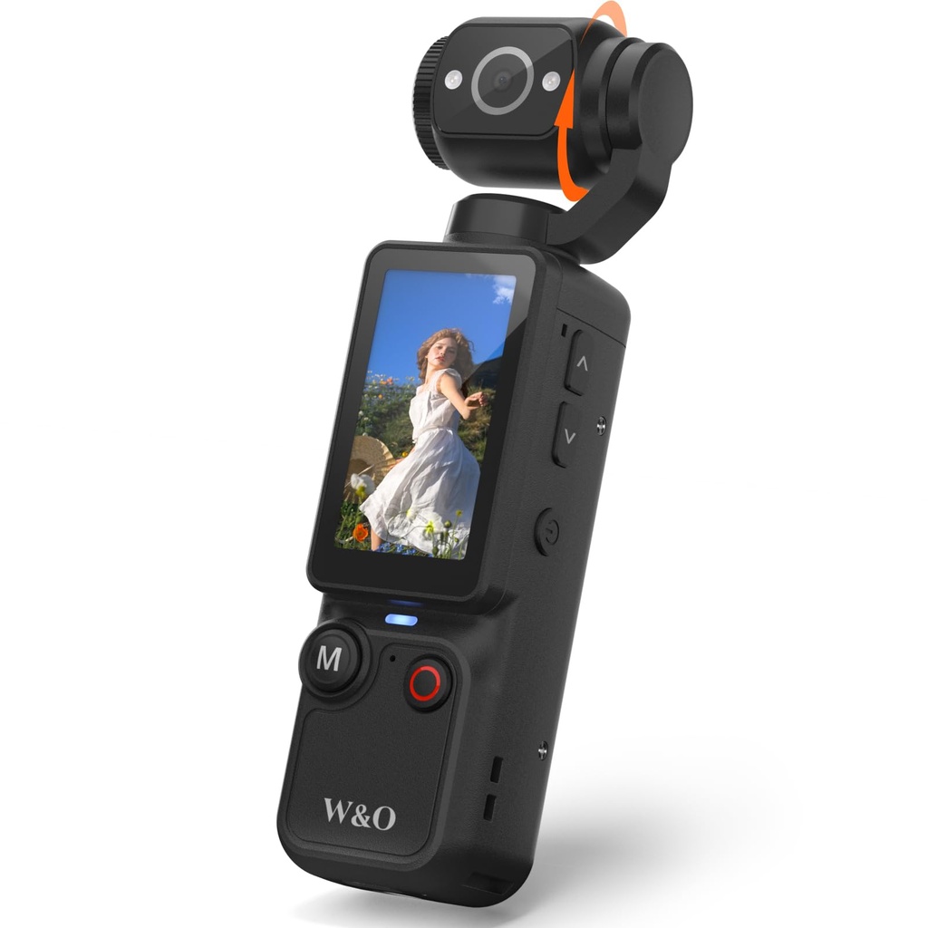 W&O CGXUED Portable 2.5K Vlogging Camera with 180?? Rotating Lens, Pocket Body Camera with