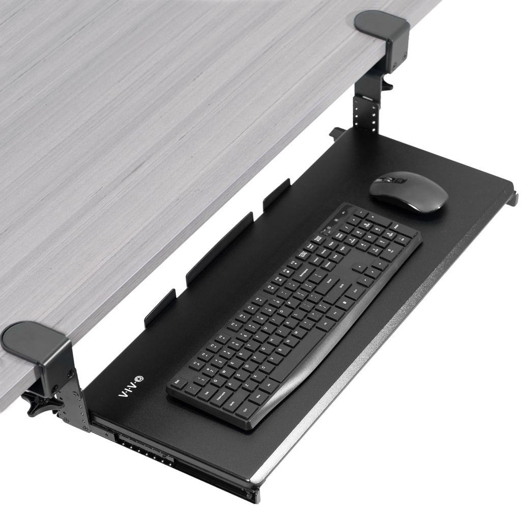 VIVO Large Height Adjustable Under Desk Keyboard Tray, C-clamp Mount System
