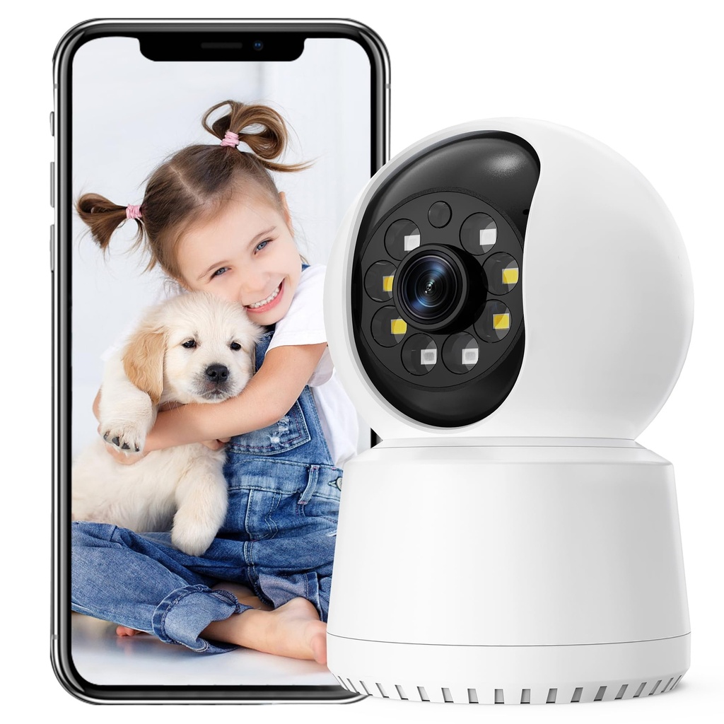 Indoor Security Camera 360??Pan-Tilt Motion Detection, Home Security Camera 1080P Wi-Fi wit
