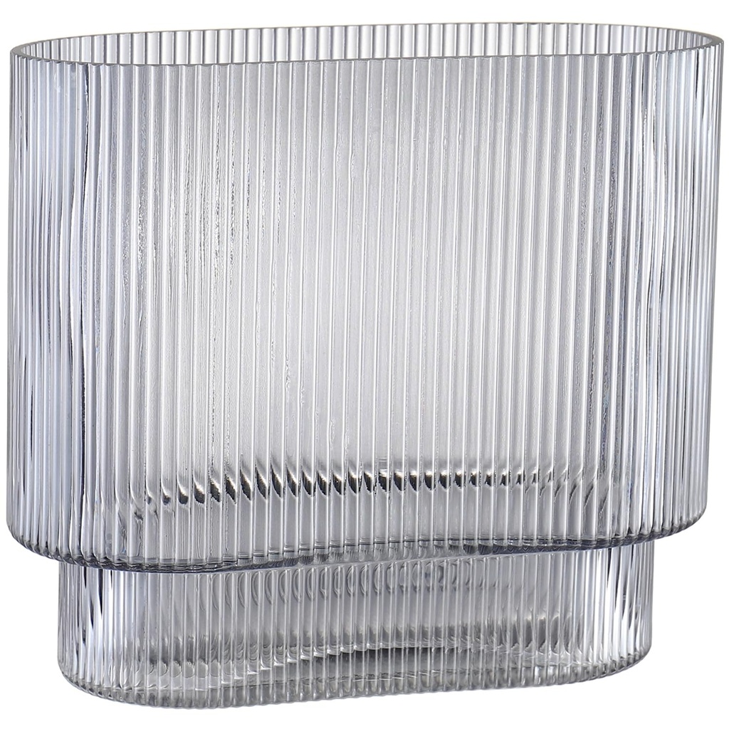 KAYLETIN Ribbed Vase for Flowers, Black Glass Vases for Tulips, Modern Flower Vase, Fluted