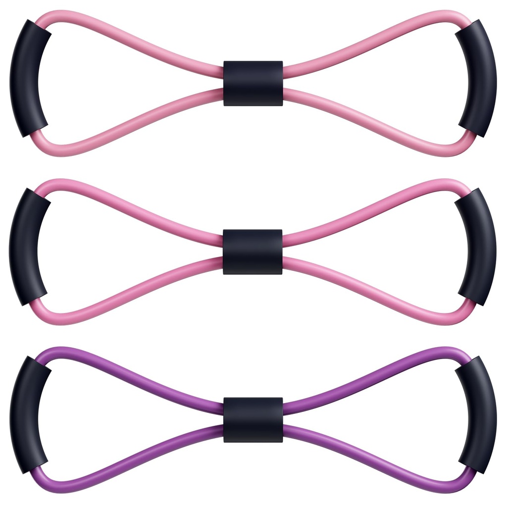 AzureHaven Figure 8 Resistance Bands with Handles - Set of 3 (20LB, 30LB, 40LB) for Arm, Sh