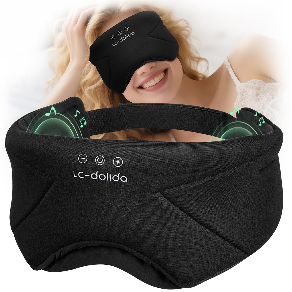LC-dolida Bluetooth Sleep Mask Headphones Natural Bamboo-Cotton Sleep Headphones | Zero Pre