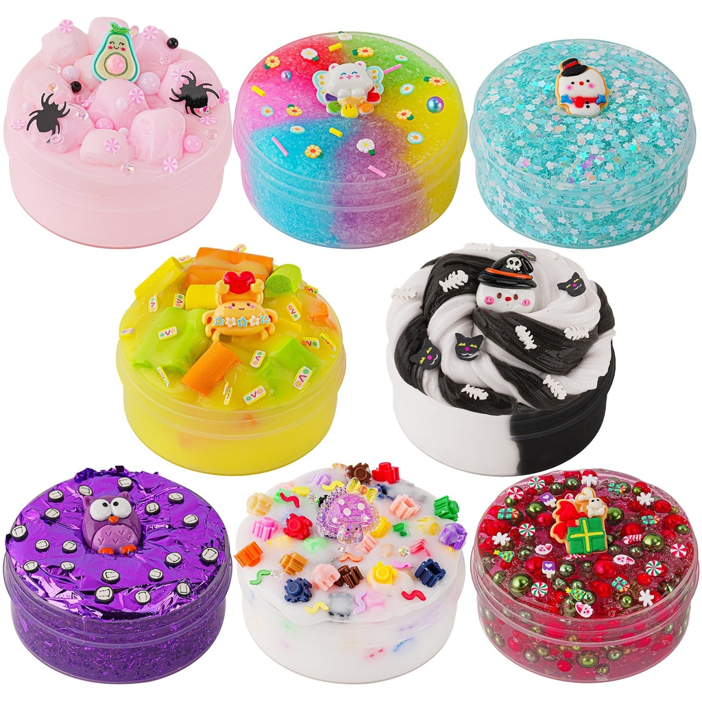Bear Rainbow Snow Fizz Slime - Good Stretchy & Non-Sticky, Crunchy Slime Sensory Toys for K