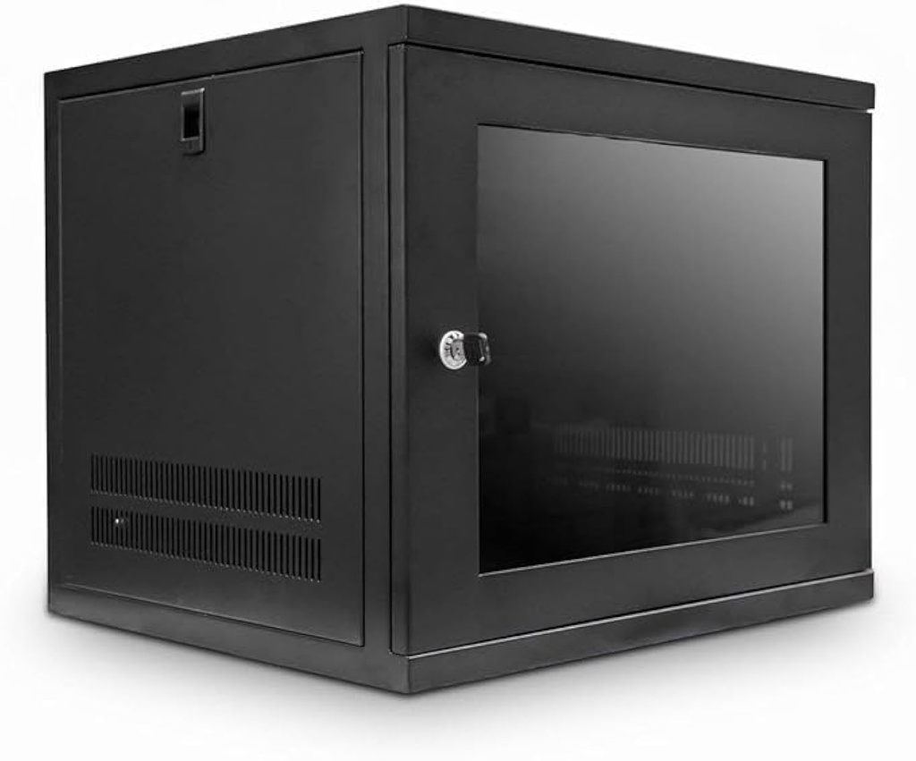 LMS Data Server Rack Data Cabinet - 9U 550mm Deep Wall Mounted 19 Inch Black Storage Rack