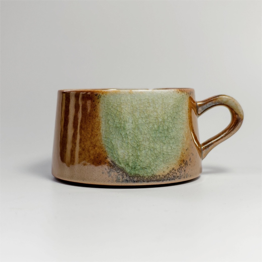 CeramXlEYI Handmade Ceramic Coffee Cup, Ice Crackle Glaze Stoneware Mug, Traditional Chines