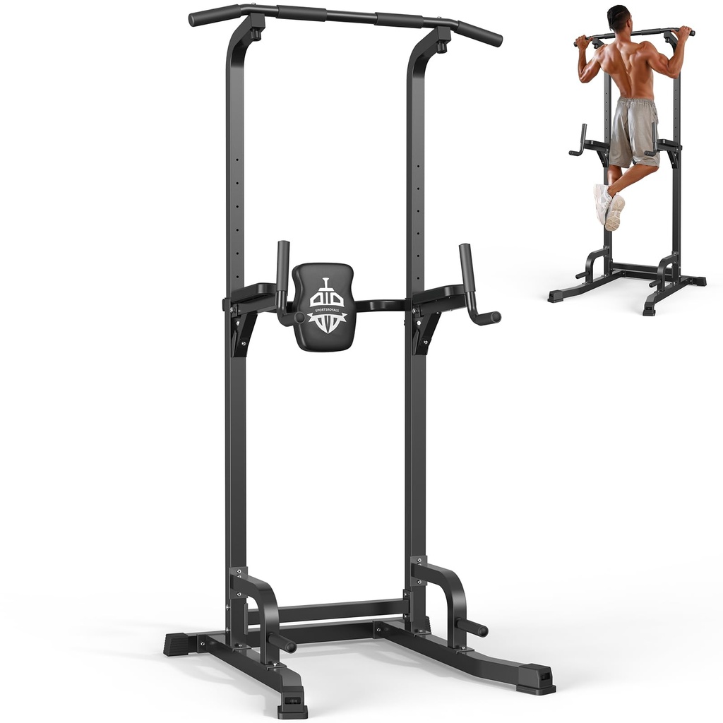 Sportsroyals Pull up Bar, Multi-Function Power Tower Dip Station with Upgraded Adjustable F