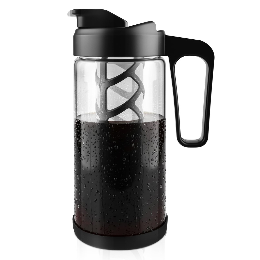 wedrink 44oz Cold Brew Coffee Maker Iced Cold Coffee Tea Brew Maker with Removable Glass Me
