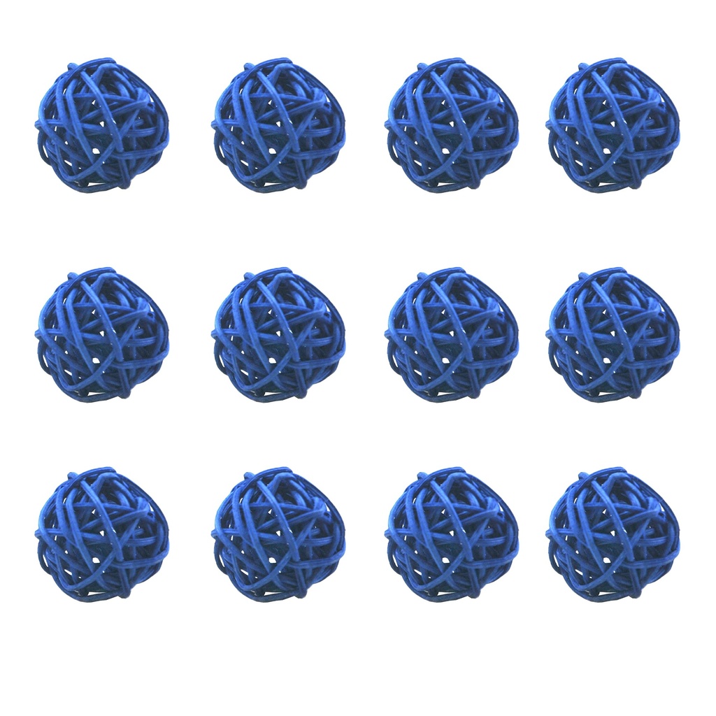 Kidlearn 24Pcs Decorative Balls, Vase Fillers for Home Decor Wicker Rattan Balls (3cm,Blue)