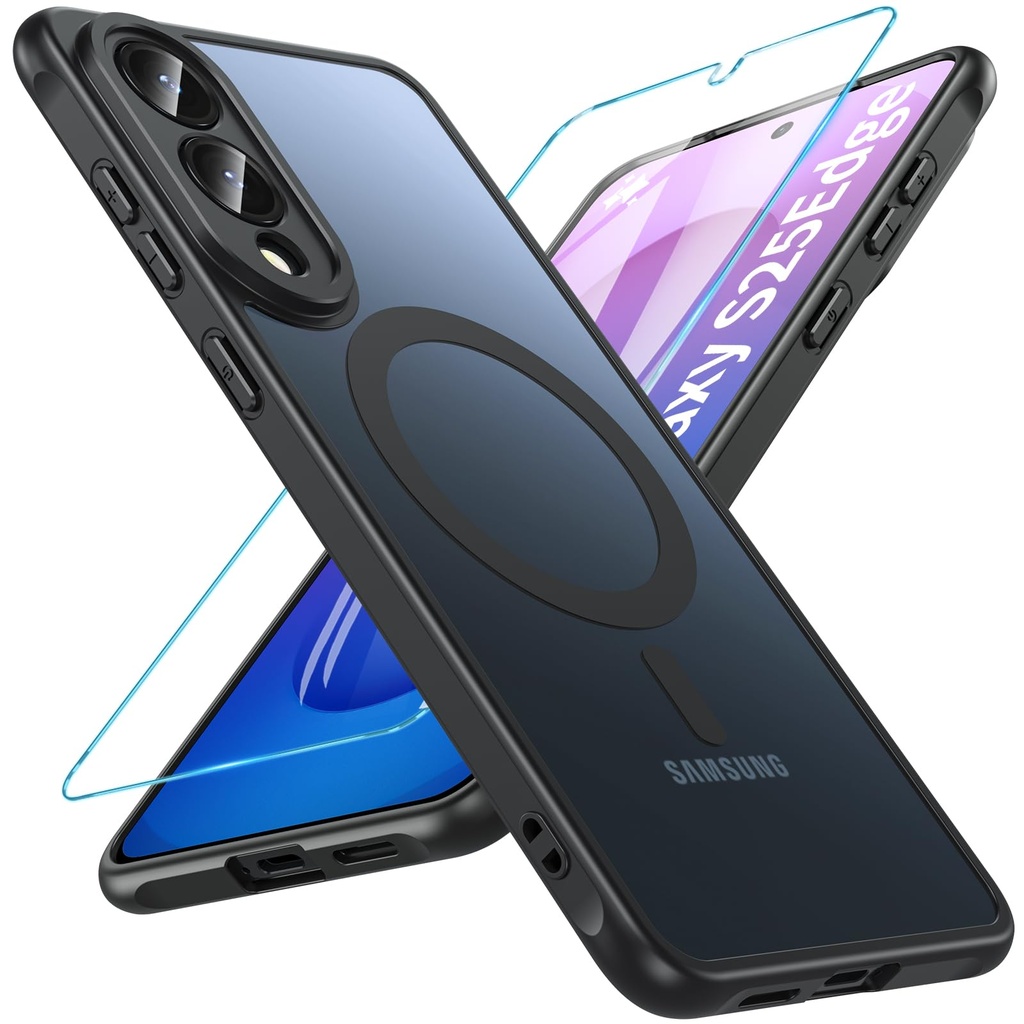 OWKEY for Samsung S25 Edge Case, Compatible with MagSafe with Screen Protector, Magnetic Ca