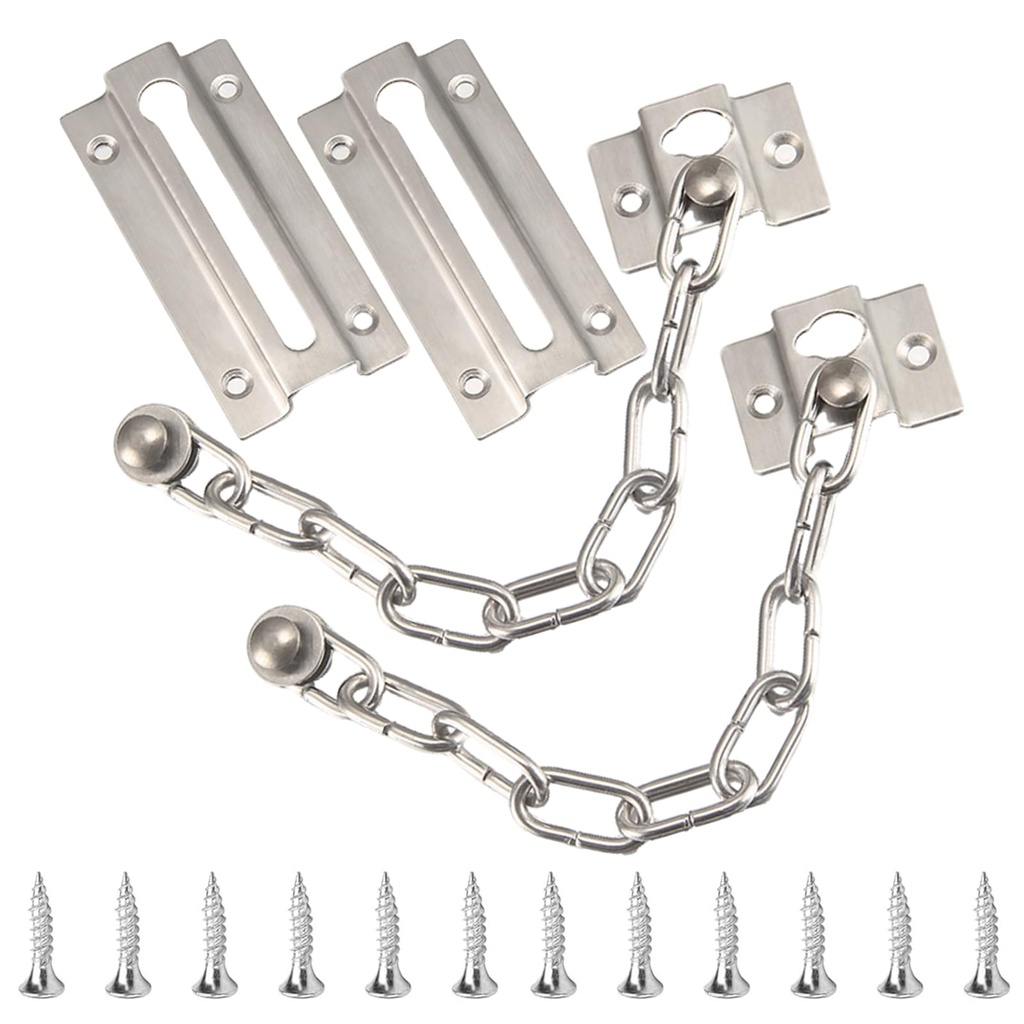 Door Chain - ShiningUU 2 Pcs Stainless Steel Door Chains for Front Door, Internal Door Lock